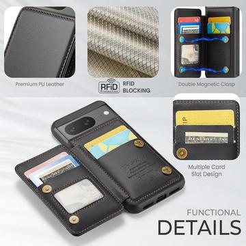Google Pixel 8 Caseme C22-etui RFID-kortpung - Sort