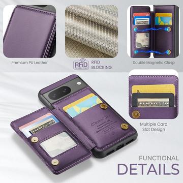 Google Pixel 8 Caseme C22-etui RFID-kortpung - lilla