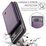 Google Pixel 8 Caseme C22-etui RFID-kortpung - lilla