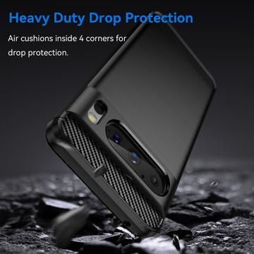 Google Pixel 8 Pro Børstet TPU Cover - Karbonfiber - Sort