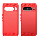 Google Pixel 8 Pro Børstet TPU Cover - Karbonfiber - Rød
