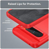 Google Pixel 8 Pro Børstet TPU Cover - Karbonfiber - Rød