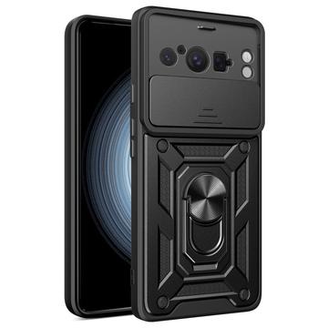 Google Pixel 8 Pro Roterende Ring Hybrid Cover med Kameraskjold - Sort