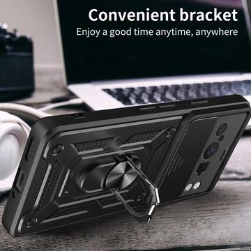 Google Pixel 8 Pro Roterende Ring Hybrid Cover med Kameraskjold - Sort
