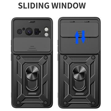 Google Pixel 8 Pro Roterende Ring Hybrid Cover med Kameraskjold - Blå