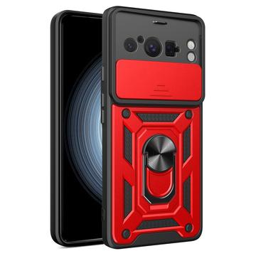 Google Pixel 8 Pro Roterende Ring Hybrid Cover med Kameraskjold - Rød
