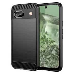 Google Pixel 8a Børstet TPU Cover - Karbonfiber - Sort