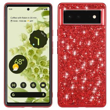 Google Pixel 8a Glitter Series Hybrid Cover - Rød