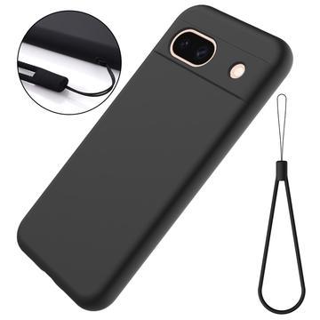 Google Pixel 8a Liquid Silikone Cover med Strop - Sort