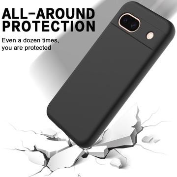 Google Pixel 8a Liquid Silikone Cover med Strop - Sort