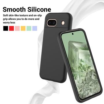 Google Pixel 8a Liquid Silikone Cover med Strop - Sort