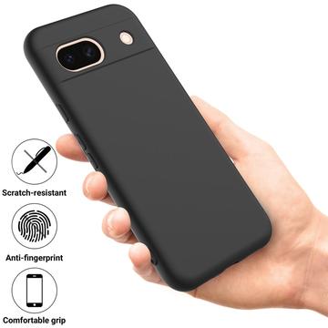 Google Pixel 8a Liquid Silikone Cover med Strop - Sort