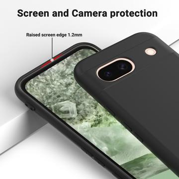 Google Pixel 8a Liquid Silikone Cover med Strop - Sort