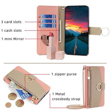 Google Pixel 8a Makeup Spejl Pung m. Skulderrem - Pink