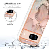 Google Pixel 8a Marmormønster Galvaniseret IMD TPU Cover - Pink