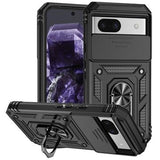 Google Pixel 8a Roterende Ring Hybrid Cover med Kameraskjold - Sort