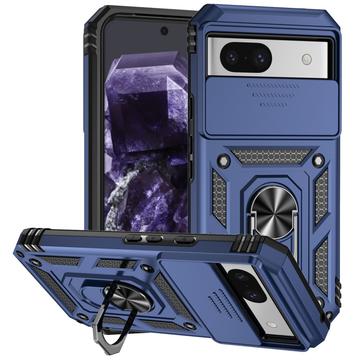Google Pixel 8a Roterende Ring Hybrid Cover med Kameraskjold - Blå