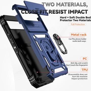 Google Pixel 8a Roterende Ring Hybrid Cover med Kameraskjold - Blå