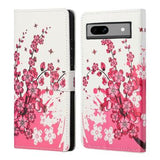 Google Pixel 8a Style Series Pung Taske - Pink Blomster