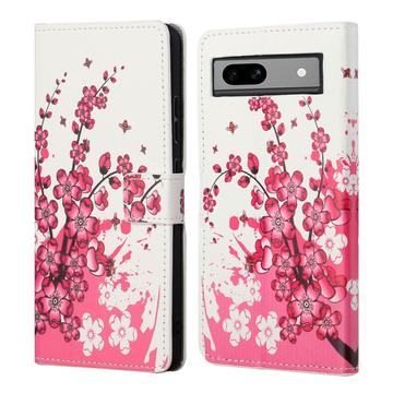 Google Pixel 8a Style Series Pung Taske - Pink Blomster