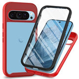 Google Pixel 9 360 Beskyttelse Cover - Rød / Klar