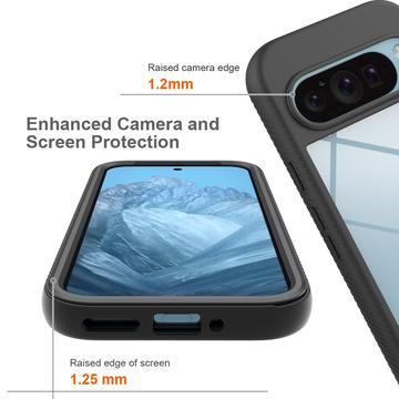 Google Pixel 9 360 Beskyttelse Cover - Rød / Klar