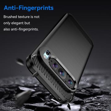 Google Pixel 9/9 Pro Børstet TPU Cover - Karbonfiber - Sort