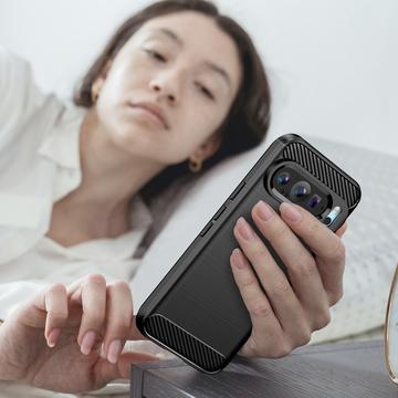 Google Pixel 9/9 Pro Børstet TPU Cover - Karbonfiber - Sort