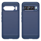 Google Pixel 9/9 Pro Børstet TPU Cover - Karbonfiber - Blå