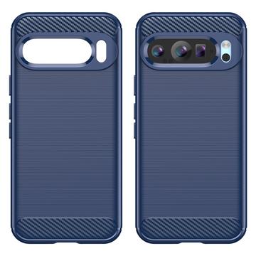 Google Pixel 9/9 Pro Børstet TPU Cover - Karbonfiber - Blå