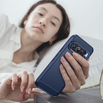 Google Pixel 9/9 Pro Børstet TPU Cover - Karbonfiber - Blå