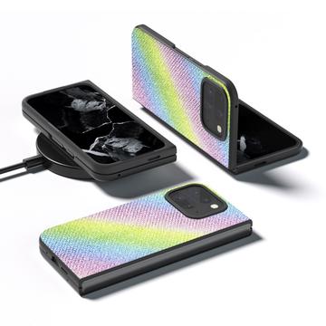 Google Pixel 9 Pro Fold Rhinestone Tekstur Hybrid Cover - Farverig