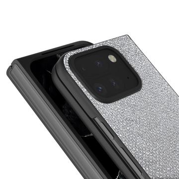 Google Pixel 9 Pro Fold Rhinestone Tekstur Hybrid Cover - Sølv