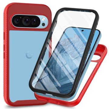Google Pixel 9 Pro XL 360 Beskyttelse Cover - Rød / Klar