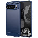 Google Pixel 9 Pro XL Børstet TPU Cover - Karbonfiber - Blå