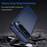 Google Pixel 9 Pro XL Børstet TPU Cover - Karbonfiber - Blå