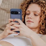 Google Pixel 9 Pro XL Børstet TPU Cover - Karbonfiber - Blå