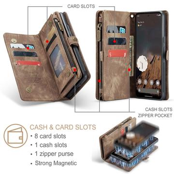 Google Pixel 9 Pro XL Caseme 008 2-i-1 Multifunktionel Pung - Brun