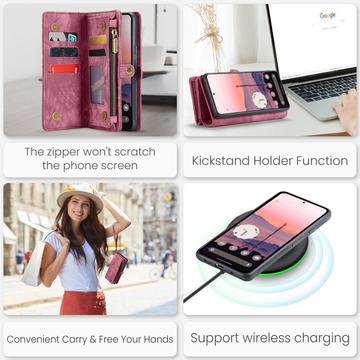 Google Pixel 9 Pro XL Caseme 008 2-i-1 Multifunktionel Pung - Rød