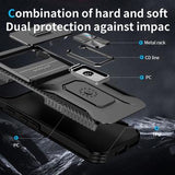 Google Pixel 9 Pro XL Roterende Ring Hybrid Cover med Kameraskjold - Sort