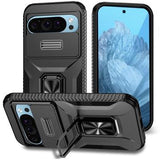 Google Pixel 9/9 Pro Roterende Ring Hybrid Cover med Kameraskjold - Sort