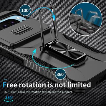 Google Pixel 9/9 Pro Roterende Ring Hybrid Cover med Kameraskjold - Sort