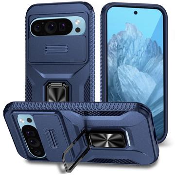 Google Pixel 9/9 Pro Roterende Ring Hybrid Cover med Kameraskjold - Blå