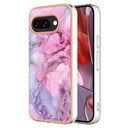 Google Pixel 9a Marmormønster Galvaniseret IMD TPU Cover - Blå / Pink