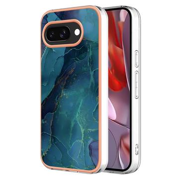 Google Pixel 9a Marmormønster Galvaniseret IMD TPU Cover - Grøn
