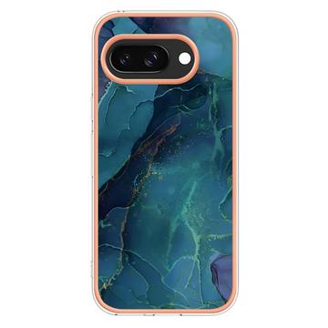 Google Pixel 9a Marmormønster Galvaniseret IMD TPU Cover - Grøn