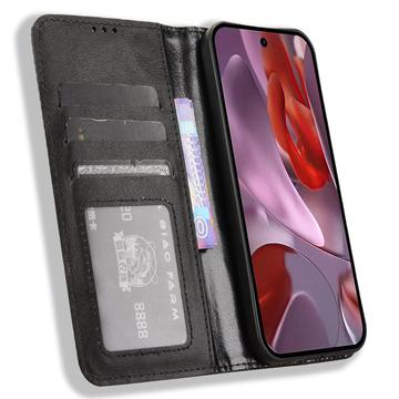 Google Pixel 9a Retro Pung Taske med Magnetisk Lukning - Sort