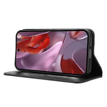 Google Pixel 9a Retro Pung Taske med Magnetisk Lukning - Sort