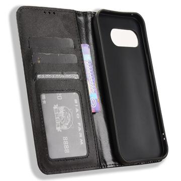 Google Pixel 9a Retro Pung Taske med Magnetisk Lukning - Sort
