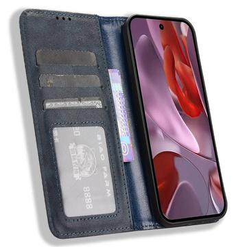 Google Pixel 9a Retro Pung Taske med Magnetisk Lukning - Blå